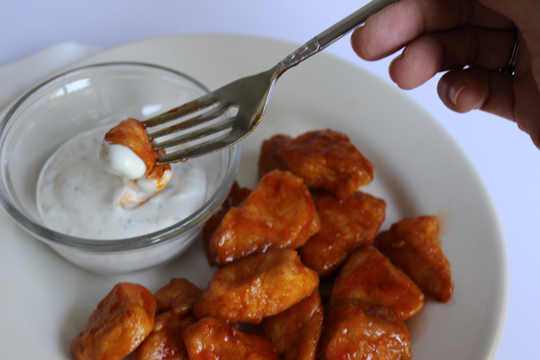 Sweet and Spicy Boneless Chicken Wings with Ranch Dressing