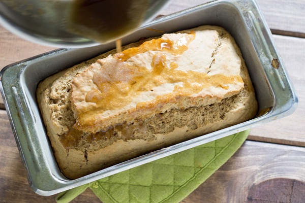Pour-Brown-Butter over Beer Bread